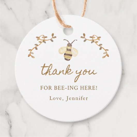 Honey Bee Baby shower Bee Dank u Bedankjes Labels (Voorkant)