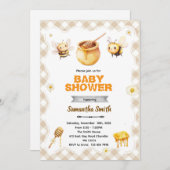 Honey bee baby shower invitation (Devant / Derrière)