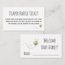 Honey Bee Baby shower Luier Raffle Ticket
