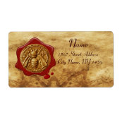 HONEY BEE, BEEKEEPER RED WAX SEAL, bruin perkament Etiket (Voorkant)