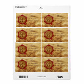 HONEY BEE, BEEKEEPER RED WAX SEAL, bruin perkament Etiket (Full Sheet)