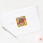 HONEY BEE, BEEKEEPER RED WAX SEAL CREST MONOGRAM VIERKANTE STICKER (Envelop)