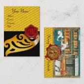 HONEY BEE, BEEKEEPER RED WAX SEAL MONOGRAM VISITEKAARTJE (Voorkant / Achterkant)