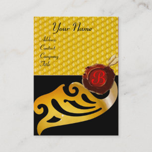 HONEY BEE, BEEKEEPER RED WAX SEAL MONOGRAM VISITEKAARTJE