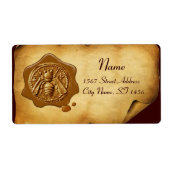 HONEY BEE,BEEKEEPER WAX SEAL,Bruin perkament Etiket (Voorkant)