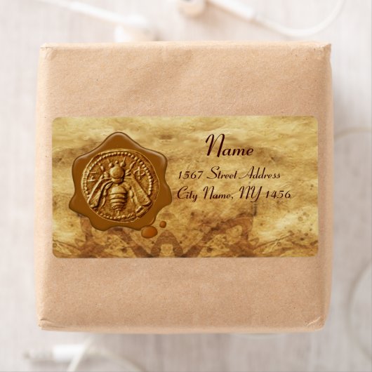 HONEY BEE,BEEKEEPER WAX SEAL,Bruin perkament Etiket (Insitu)