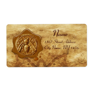 HONEY BEE,BEEKEEPER WAX SEAL,Bruin perkament Etiket