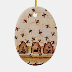 HONEY BEE, BEEKEPER KERAMISCH ORNAMENT