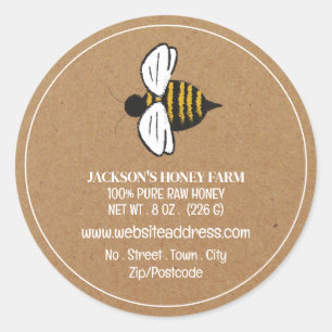 Honey Bee - Beeyard, Honey Boerderij productetiket Ronde Sticker