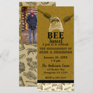 Honey Bee Bijenkorf Verloving Feest Evenement Tick Kaart