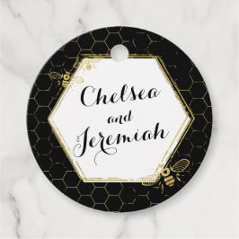 Honey Bee Black Gold Custom Name Wedding Bedankjes Labels