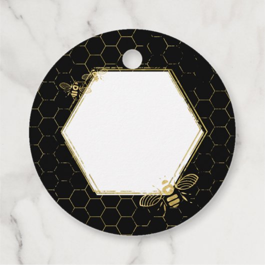 Honey Bee Black Gold Custom Name Wedding Bedankjes Labels (Achterkant)