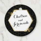 Honey Bee Black Gold Custom Name Wedding Bedankjes Labels (Voorkant)