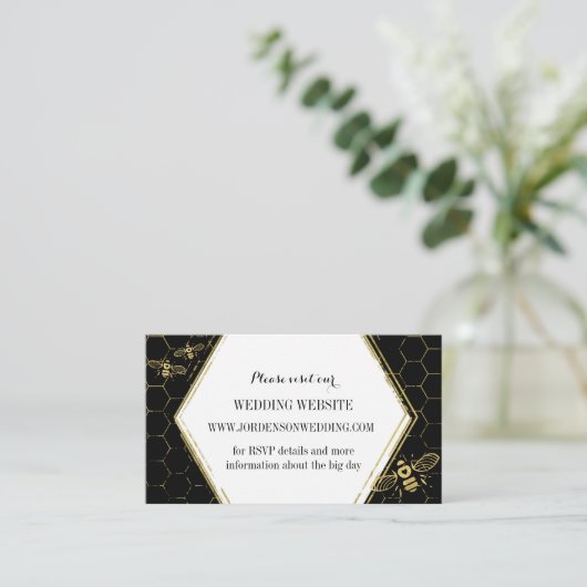 Honey Bee Black Gold Custom Website Card Informatiekaartje (Staand voorkant)