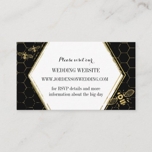 Honey Bee Black Gold Custom Website Card Informatiekaartje (Voorkant)