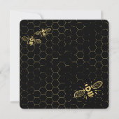 Honey Bee Black Gold Custom Wedding Invitation Kaart (Achterkant)