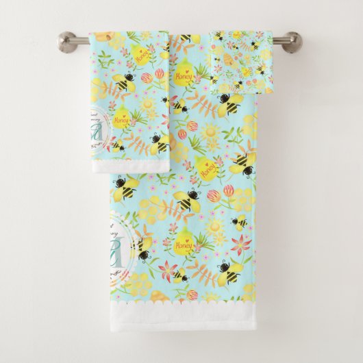 Honey Bee Blue Bad Handdoek (Insitu)