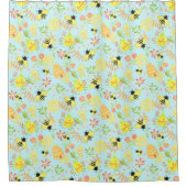 Honey Bee Blue Douchegordijn (Voorkant)