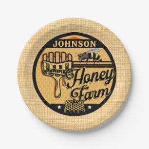 Honey Bee Boerderij Gepersonaliseerde NAAM Sweet B Papieren Bordje