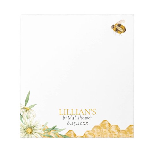 Honey Bee Bridal Shower Favor Notepad Notitieblok (Voorkant)