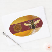 HONEY BEE BROWN WAX SEAL MONOGRAM, BEEKEEPER OVALE STICKER (Envelop)
