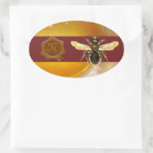 HONEY BEE BROWN WAX SEAL MONOGRAM, BEEKEEPER OVALE STICKER (Tas)