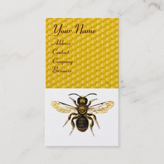 HONEY BEE BROWN WAX SEAL MONOGRAM, BEEKEEPER VISITEKAARTJE (Voorkant)