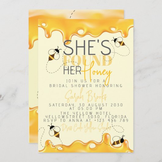 Honey Bee Bruids Douche Uitnodiging (Voorkant / Achterkant)