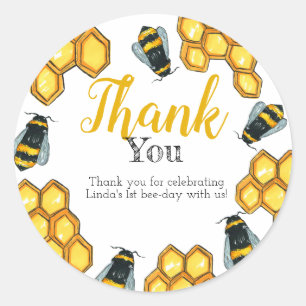 Honey bee bumble bee dank u verjaardag gunst ronde sticker