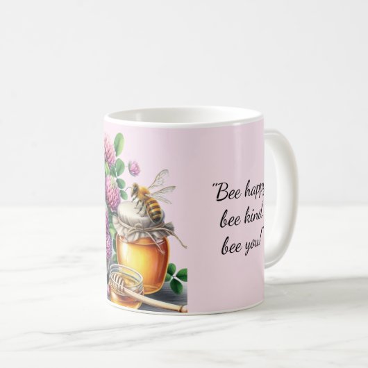 Honey Bee Clover Flower Inspirerend Quote Mok (Voorkant rechts)