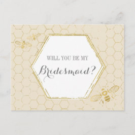 Honey Bee Cream Gold Custom Bridesmaid Voorstel Uitnodiging Briefkaart