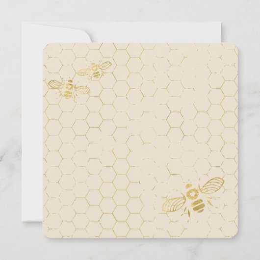 Honey Bee Cream Gold Custom Wedding Invitation (Dos)