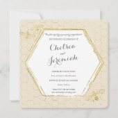 Honey Bee Cream Gold Custom Wedding Invitation (Devant)