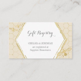 Honey Bee Cream Gold Gift Registry Card Informatiekaartje