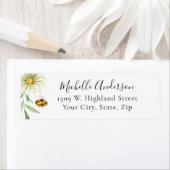 Honey Bee Daisy Bruiloft Return Address Label (Insitu)