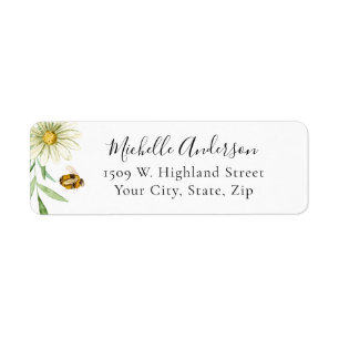 Honey Bee Daisy Bruiloft Return Address Label