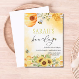 Honey Bee-Day Thema Verjaardagsfeestuitnodiging Kaart