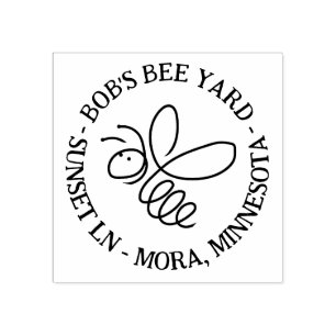 Honey Bee Doodle Casual Handgeschreven Tekst Apiar Rubberstempel
