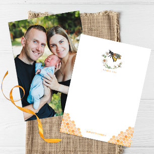 Honey Bee Elegant Baby shower Bedankt Card zwerv