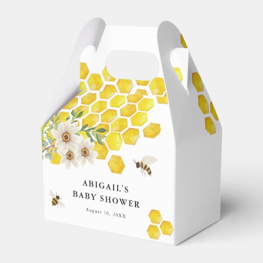 Honey Bee en Daisies Gepersonaliseerd Baby shower Bedankdoosjes (Voorkant Zijde)