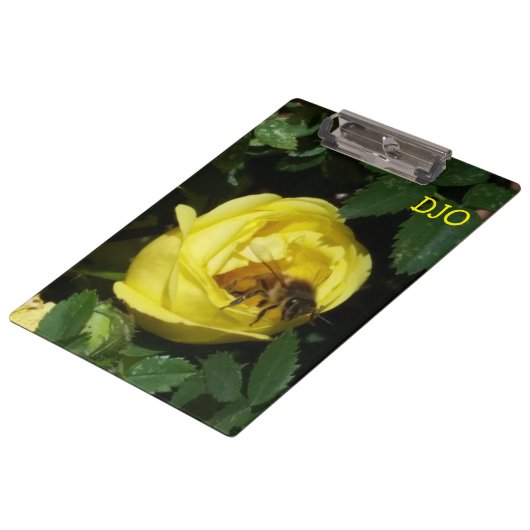 Honey Bee en Yellow Rose Tweezijdig Klembord (Gekanteld)