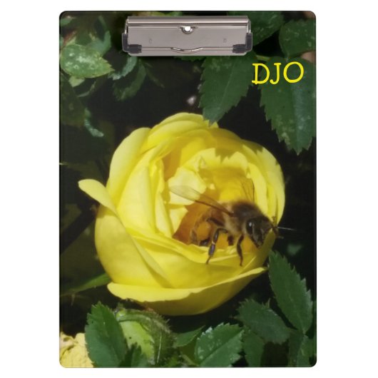 Honey Bee en Yellow Rose Tweezijdig Klembord (Voorkant)