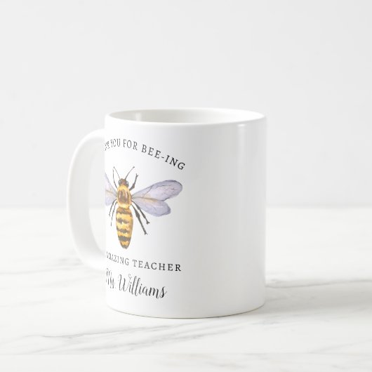 Honey Bee Enseignant Appréciation Nom Mug Don (Devant gauche)