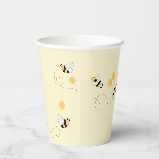 Honey Bee First Bee-day Verjaardag Geslacht Neutra Papieren Bekers (Rechts)