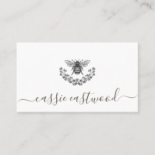 Honey Bee Floral Scrip Signature Calling Card Contactkaartje