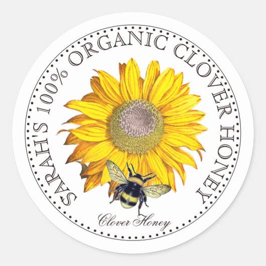 Honey Bee Flower Honey Jar Label (Voorkant)