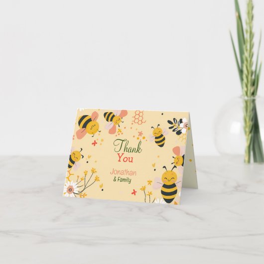 Honey Bee Folded Dank u kaart (Voorkant)
