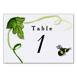 Honey Bee Garden Personalized Number Table Card Kaart
