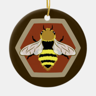 Honey Bee Graphic Keramisch Ornament
