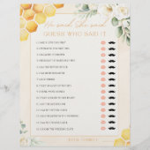 Honey Bee He Said She Said Bridal Shower Game (Voorkant)